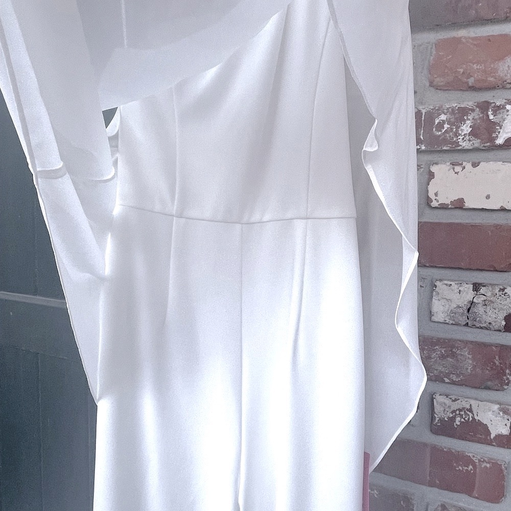 Halston Heritage White Jumpsuit with Flowing Silhouette - Picture 3 of 8